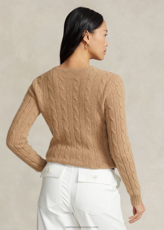 colecție camel melange femei Ralph Lauren pulover din cașmir din tricot cablu 046889120