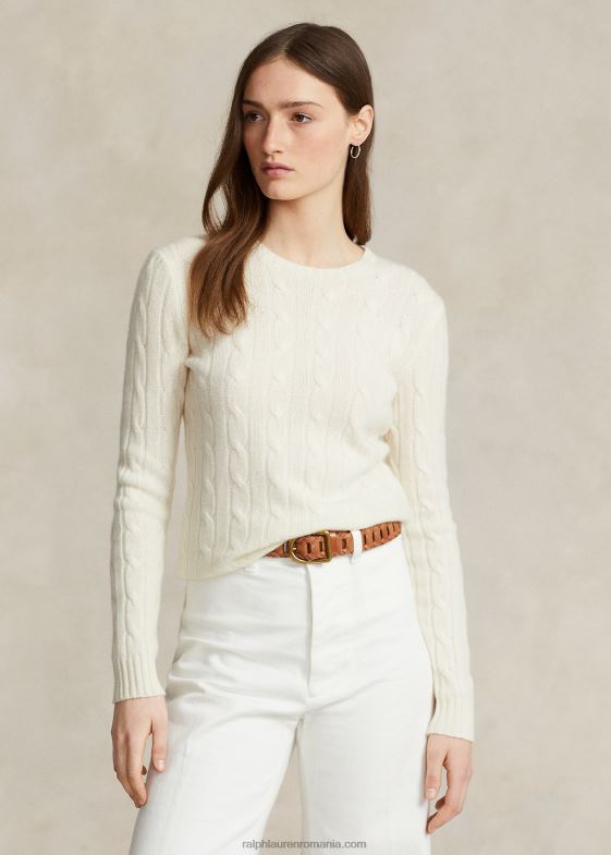 cremă femei Ralph Lauren pulover din cașmir din tricot cablu 046889113