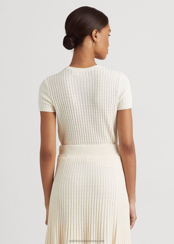 crema de mascarpone femei Ralph Lauren pulover cu maneca scurta in bumbac 046883948