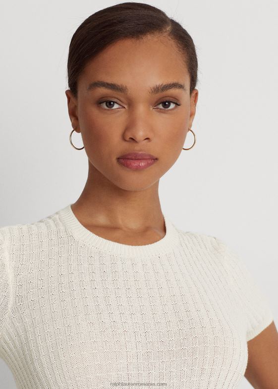 crema de mascarpone femei Ralph Lauren pulover cu maneca scurta in bumbac 046883948