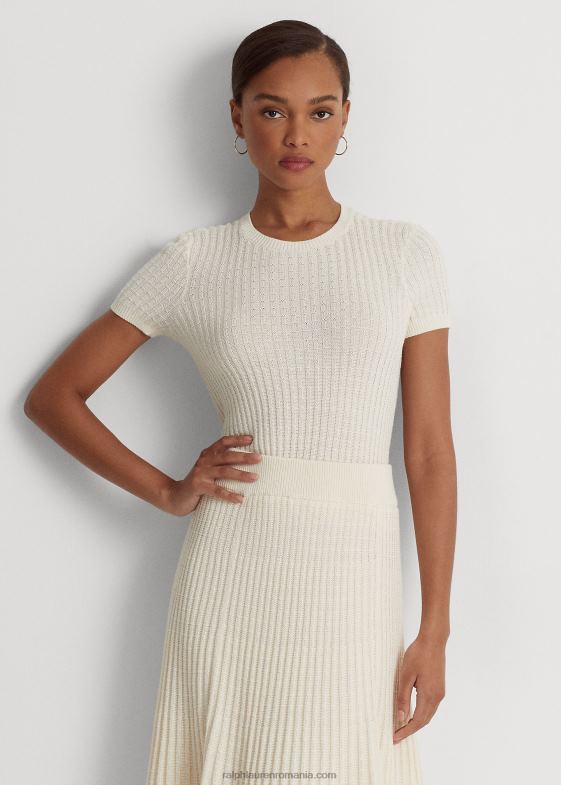 crema de mascarpone femei Ralph Lauren pulover cu maneca scurta in bumbac 046884824