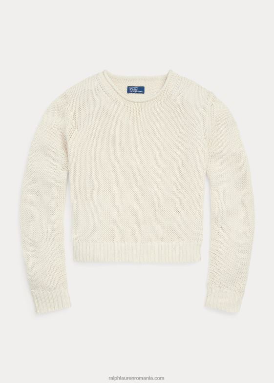 crema de pergament femei Ralph Lauren pulover cu guler rulat din in-bumbac 046882926