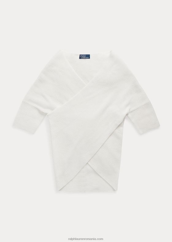 crema de pergament femei Ralph Lauren top din cașmir tricot în coaste 046883204