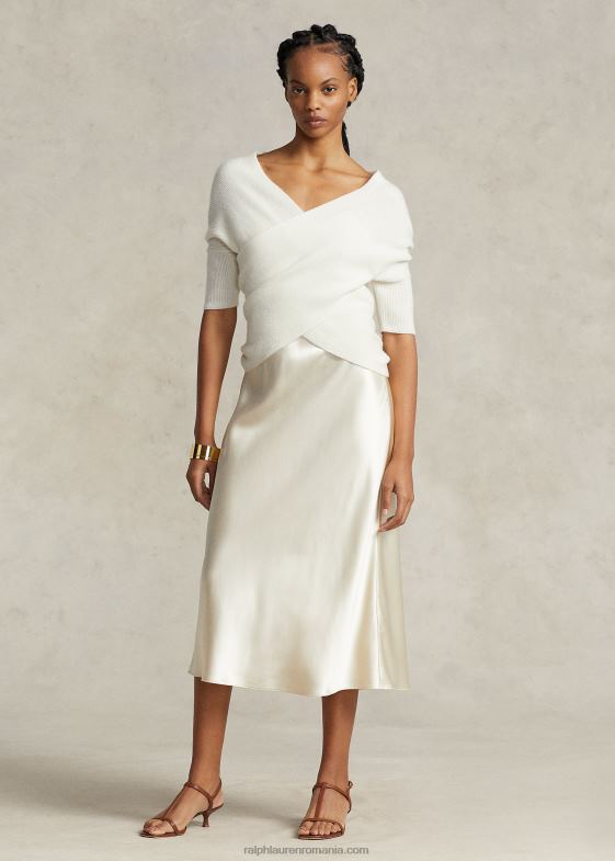 crema de pergament femei Ralph Lauren top din cașmir tricot în coaste 046883204