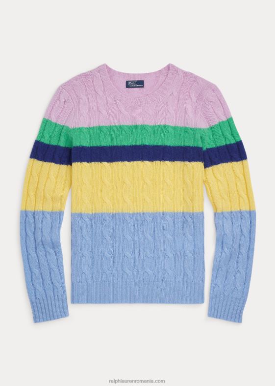 dungi multiplă femei Ralph Lauren pulover în dungi cu tricot în cablu 046889184