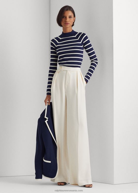 femei Ralph Lauren pulover cu guler moc cu dungi 046884003