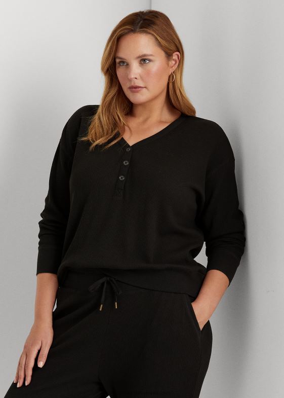 femei Ralph Lauren pulover termic henley din tricot cu vafe 046884815