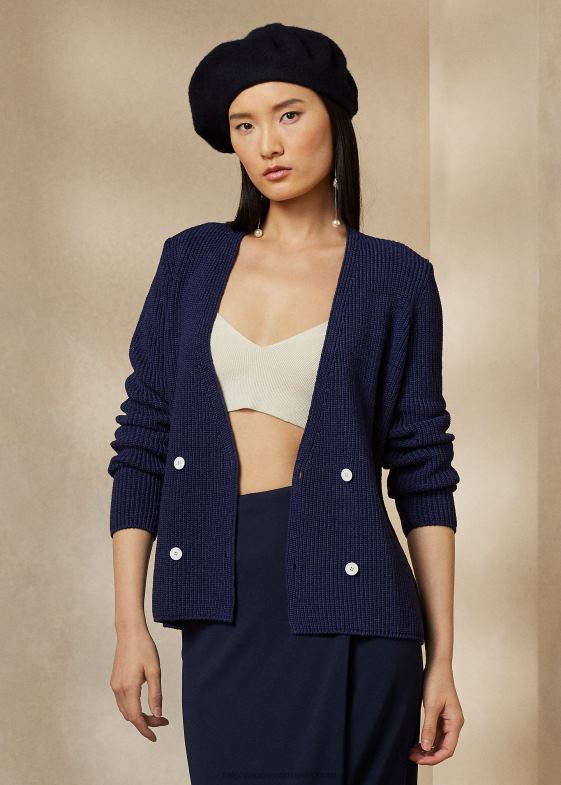 lux bleumarin femei Ralph Lauren pulover cardigan dublu 046883503