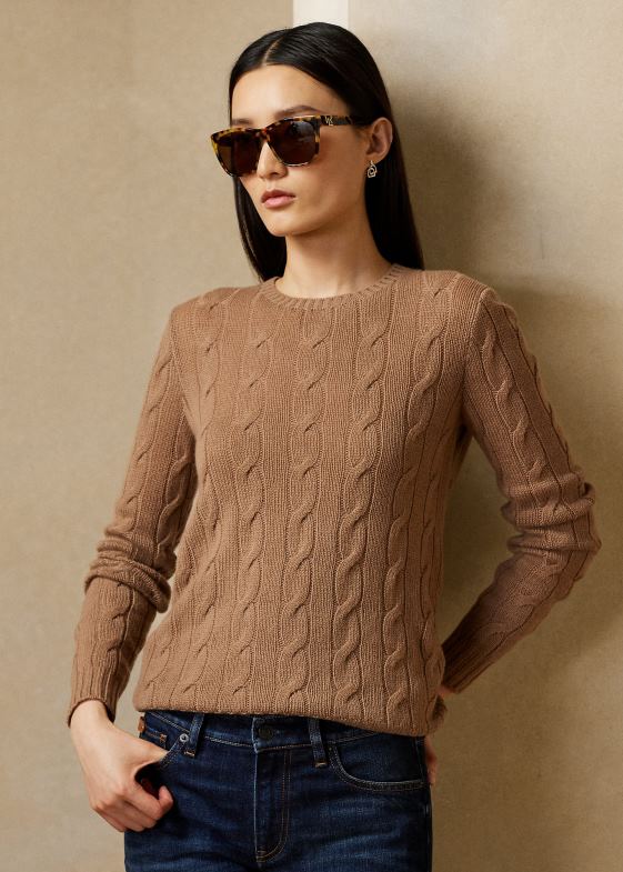 lux cămilă femei Ralph Lauren pulover din cașmir din tricot cablu 046889138