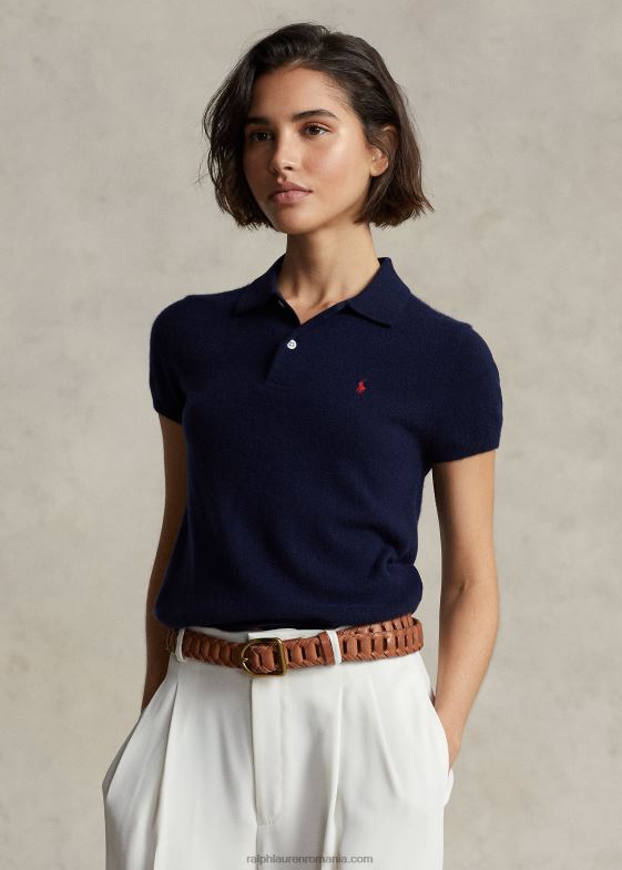 marina de vânători femei Ralph Lauren tricou polo slim din cașmir 046883181
