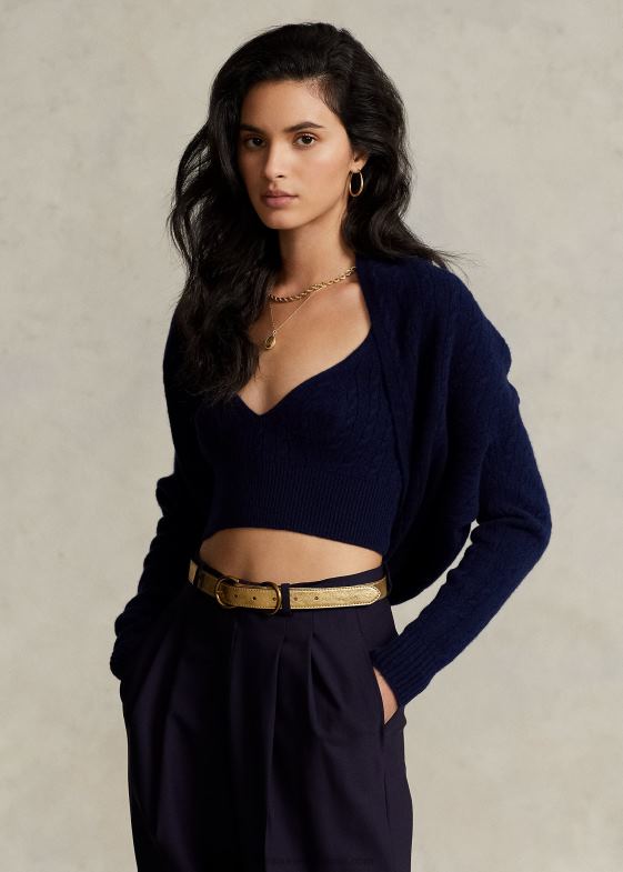 marina femei Ralph Lauren ridicare din umeri din lână-cașmir împletită cu cablu 046883103