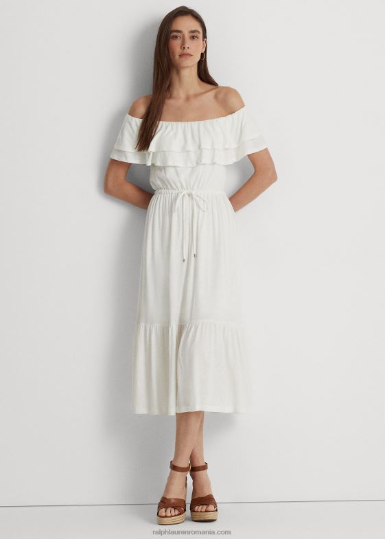 alb femei Ralph Lauren rochie din tricou fără umeri 046883905