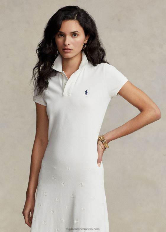 alb femei Ralph Lauren rochie polo din bumbac elastic cu ochiuri 046882993