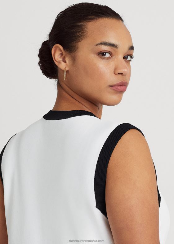 alb negru femei Ralph Lauren rochie pulover fără mâneci bicolore 046884571