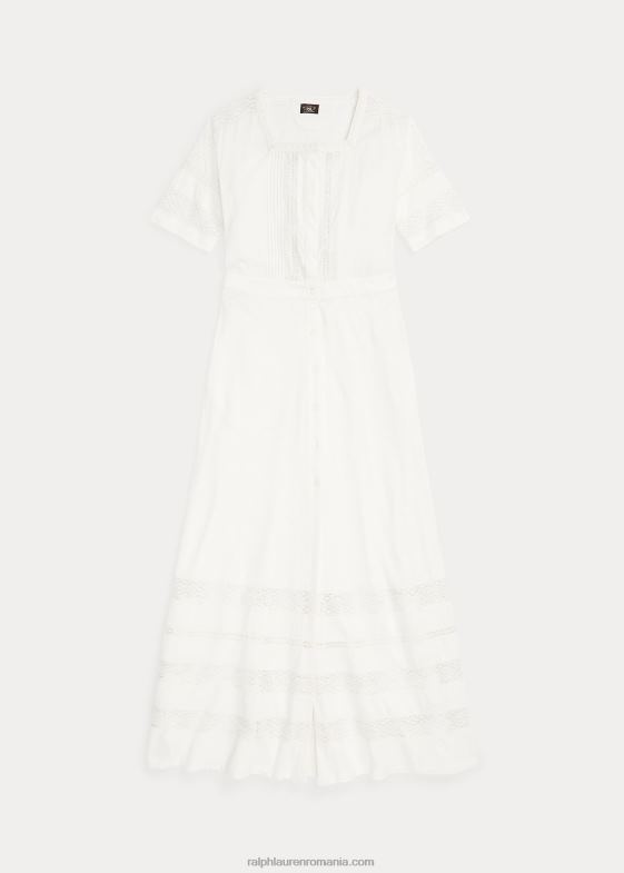 aproape alb femei Ralph Lauren rochie din jerseu de in-bumbac cu dantelă 046883631