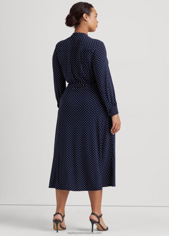 bleumarin/crem femei Ralph Lauren rochie cămașă din jerse stretch cu buline 046884682