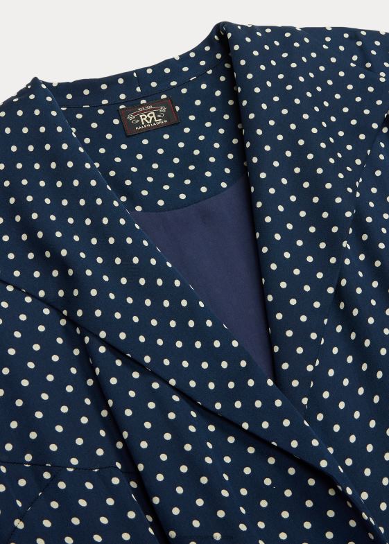 bleumarin/crem femei Ralph Lauren rochie din georgette de mătase cu buline 046883667