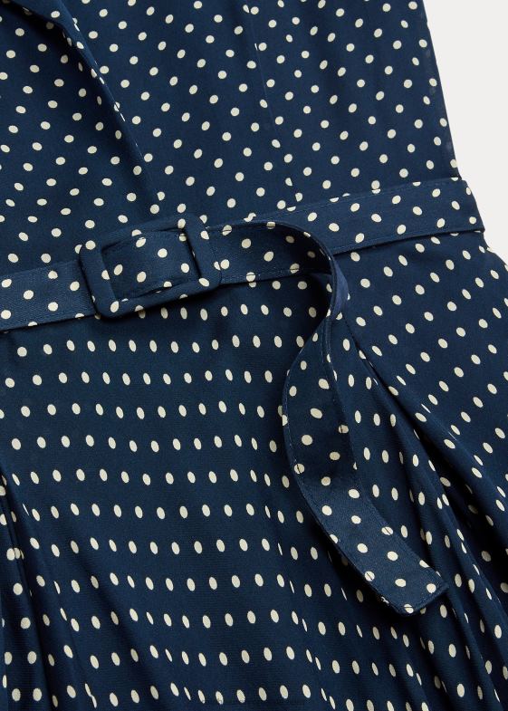 bleumarin/crem femei Ralph Lauren rochie din georgette de mătase cu buline 046883667