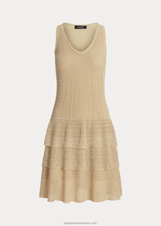 bronz de dună femei Ralph Lauren rochie cu talie scazuta din tricot pointelle 046884470