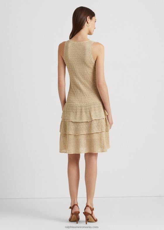 bronz de dună femei Ralph Lauren rochie cu talie scazuta din tricot pointelle 046889520