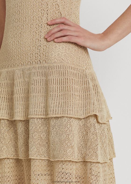 bronz de dună femei Ralph Lauren rochie cu talie scazuta din tricot pointelle 046889520