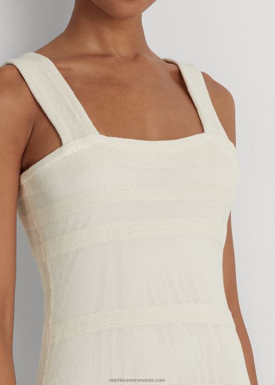 crema de mascarpone femei Ralph Lauren rochie fără mâneci din tricot în dungi 046884086