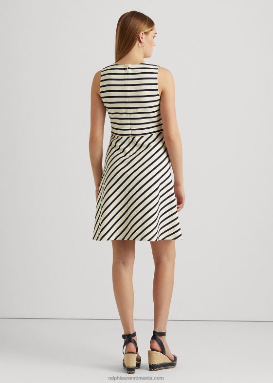 crema de mascarpone/marin femei Ralph Lauren rochie ponte cu curea în dungi 046884834