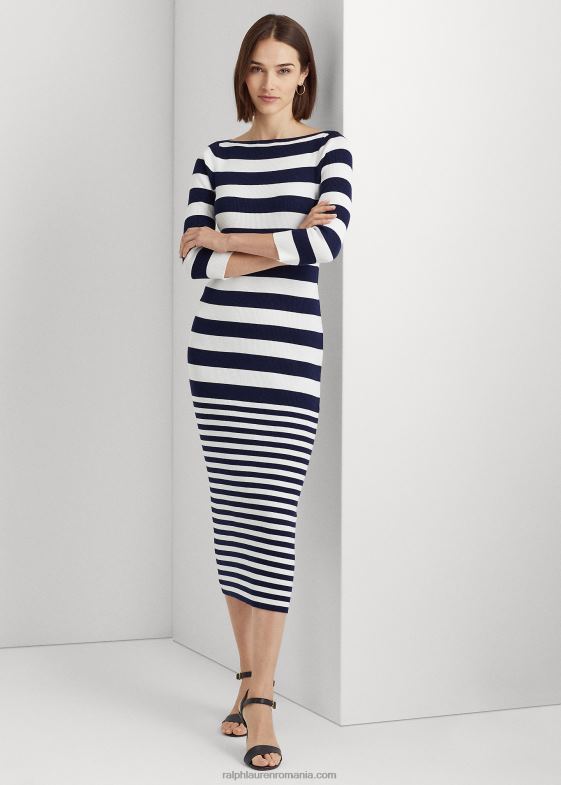 femei Ralph Lauren rochie cu dungi din bumbac amestecat 046889545