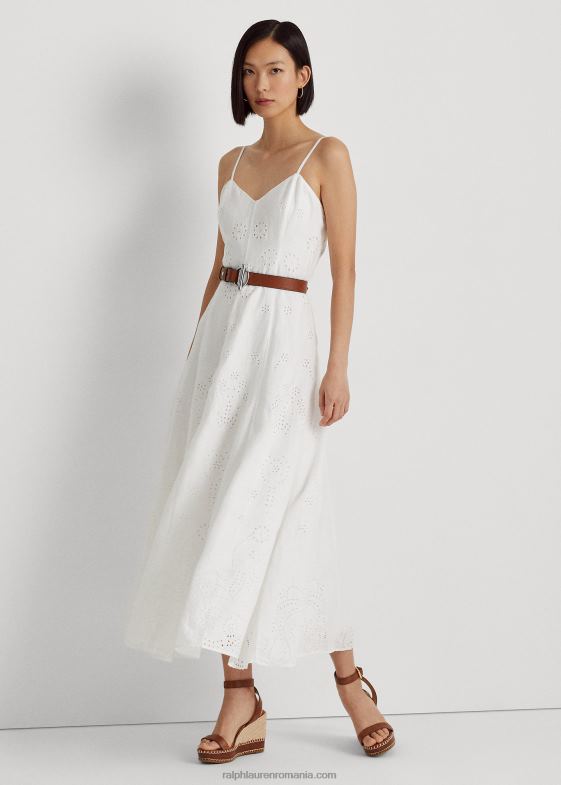 femei Ralph Lauren rochie din in brodata cu ochiuri 046883927