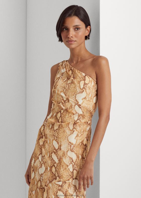 femei Ralph Lauren rochie georgette imprimată cu un singur umăr 046889507