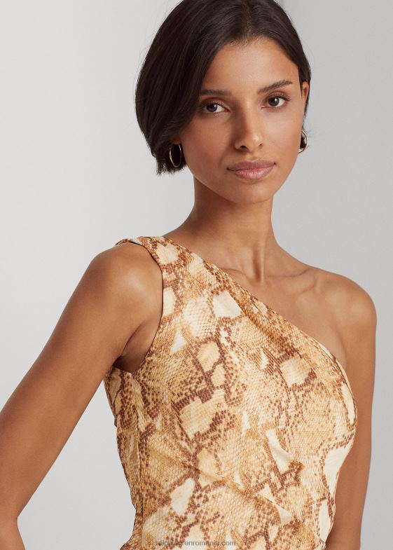 femei Ralph Lauren rochie georgette imprimată cu un singur umăr 046889507