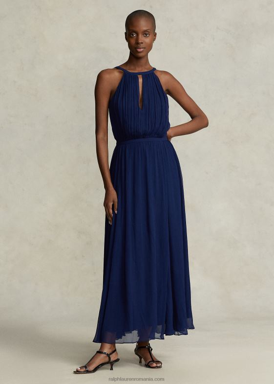femei Ralph Lauren rochie încrețită în georgette 046883132