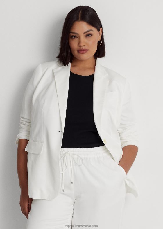 alb femei Ralph Lauren blazer din twill din amestec de in 046884545