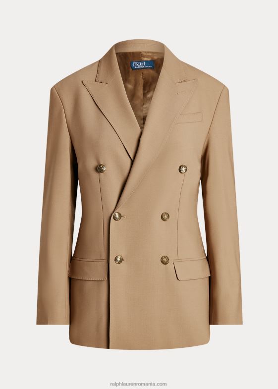 cămilă femei Ralph Lauren blazer dublu din amestec de lână 046889176