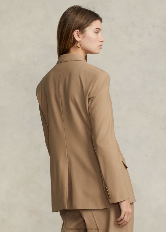 cămilă femei Ralph Lauren blazer dublu din amestec de lână 046889176
