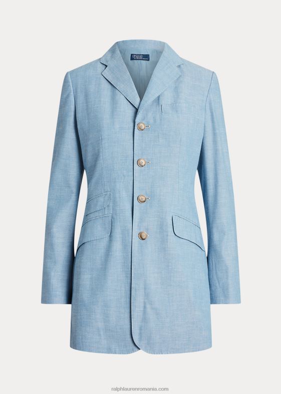 cambray femei Ralph Lauren blazer lung din bumbac chambray 046883094