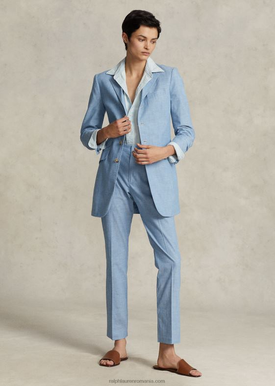 cambray femei Ralph Lauren blazer lung din bumbac chambray 046883094