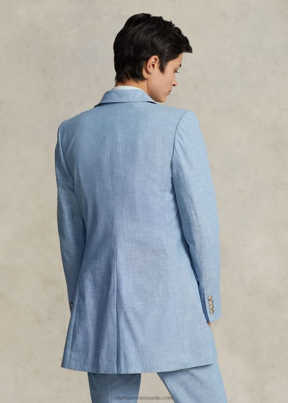cambray femei Ralph Lauren blazer lung din bumbac chambray 046883094