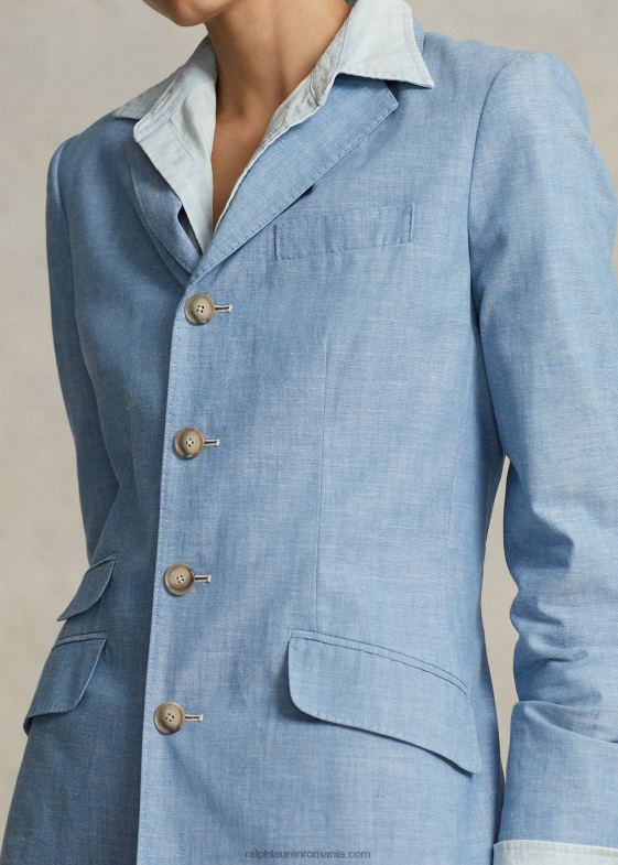 cambray femei Ralph Lauren blazer lung din bumbac chambray 046883094