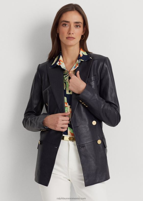 marina femei Ralph Lauren blazer din piele nappa 046884865