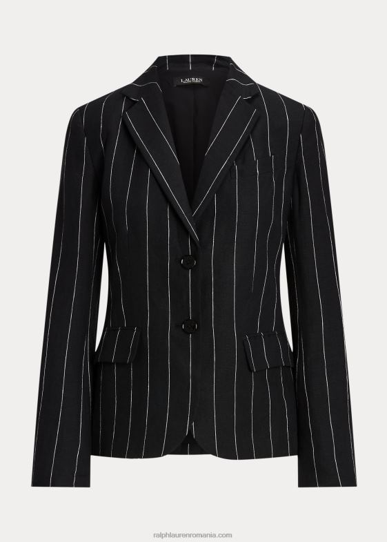 negru/crem femei Ralph Lauren blazer din in dungi 046884347