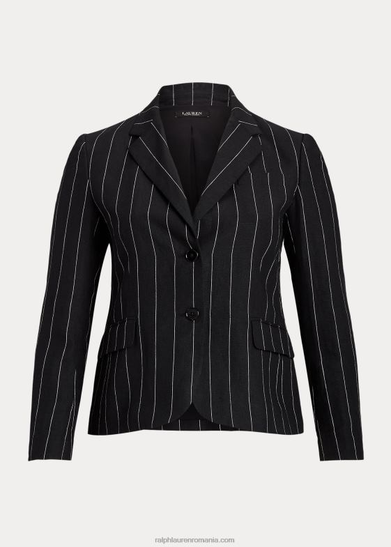 negru/crem femei Ralph Lauren blazer din in dungi 046884559