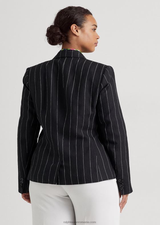 negru/crem femei Ralph Lauren blazer din in dungi 046884559