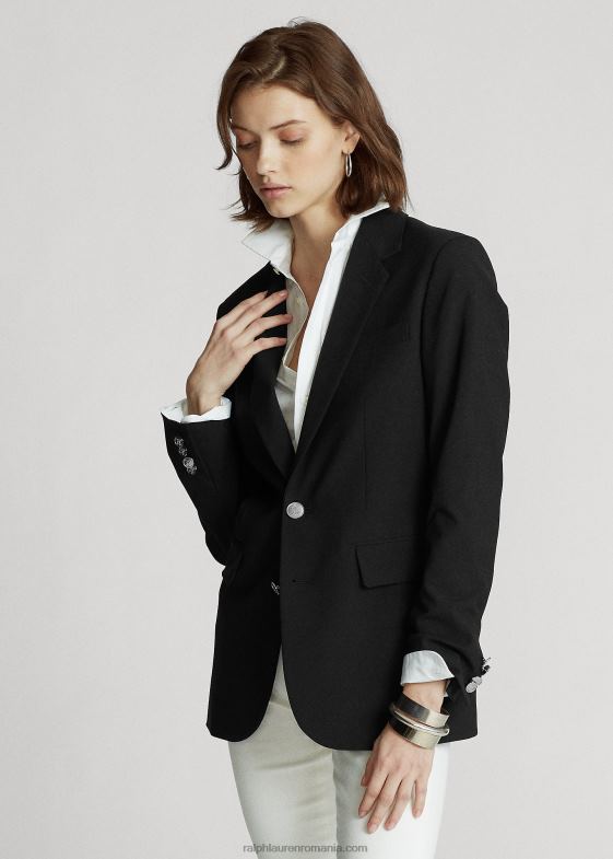 negru femei Ralph Lauren blazer din amestec de lână 046884757