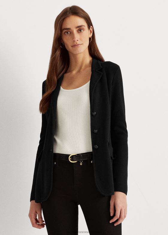 negru femei Ralph Lauren blazer din bumbac pieptănat 046884491