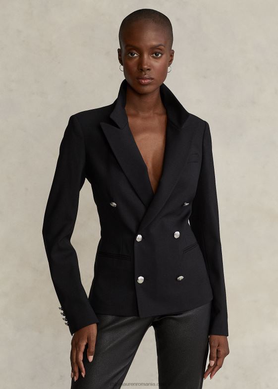 negru femei Ralph Lauren blazer din lână elastică 046889256