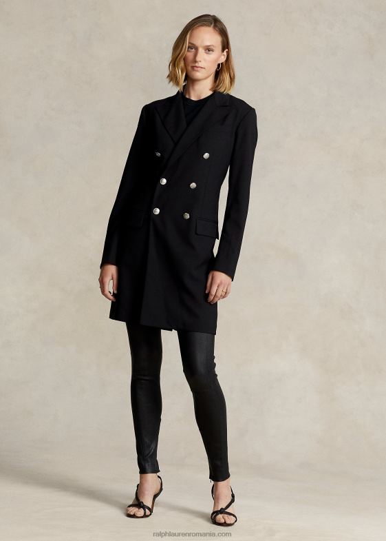 negru femei Ralph Lauren blazer din lână în două piept 046884760