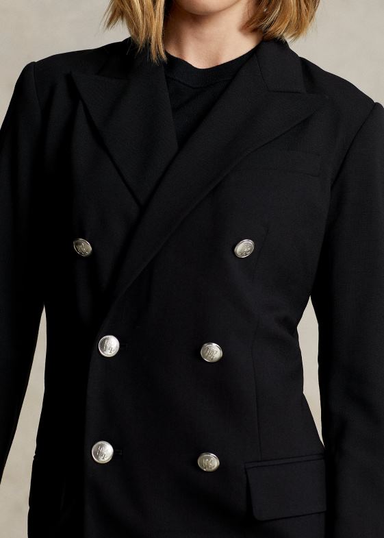 negru femei Ralph Lauren blazer din lână în două piept 046884760
