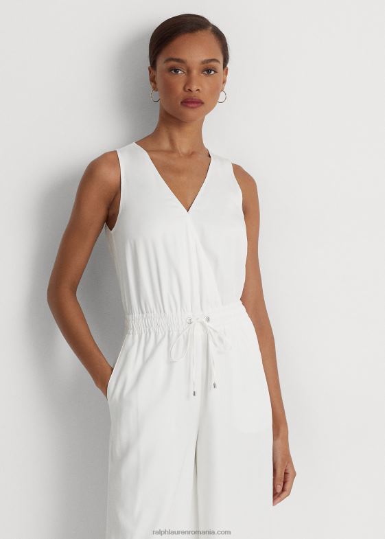 alb femei Ralph Lauren salopetă din twill fără mâneci 046884338