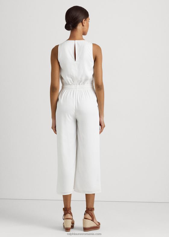 alb femei Ralph Lauren salopetă din twill fără mâneci 046884338